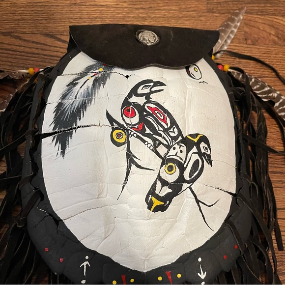 Vintage Native American Turtle Shell Suede shoulder bag purse - Picture 10 of 10